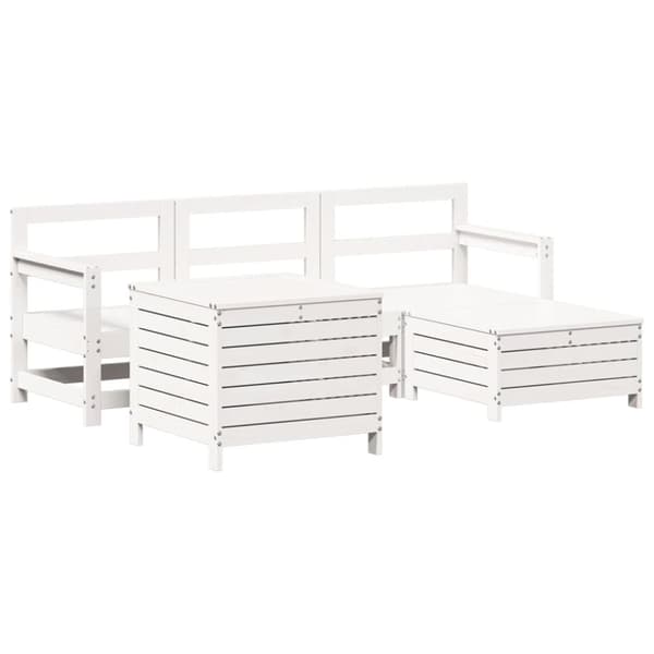vidaXL Hagesofagruppe 5 deler hvit heltre furu