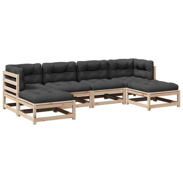 vidaXL sofasæt til haven 6 dele med hynder massivt fyrretræ