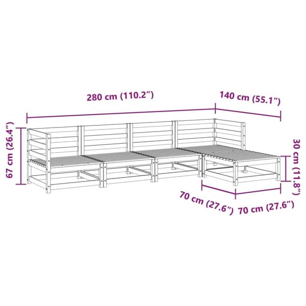 vidaXL Hagesofagruppe 5 deler heltre douglasgran