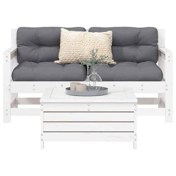 vidaXL sofasæt til haven 3 dele massivt fyrretræ hvid