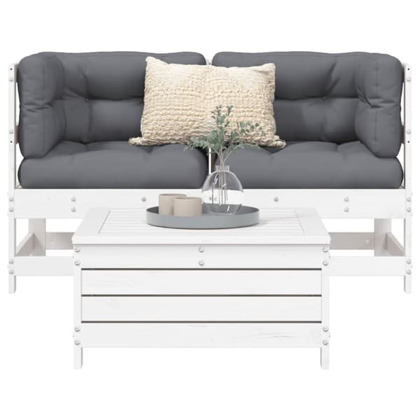 vidaXL sofasæt til haven 3 dele massivt fyrretræ hvid