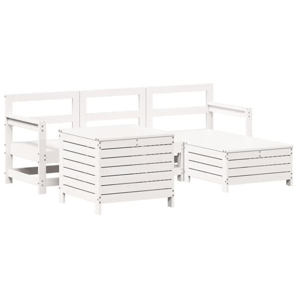 vidaXL Hagesofagruppe 5 deler hvit heltre furu