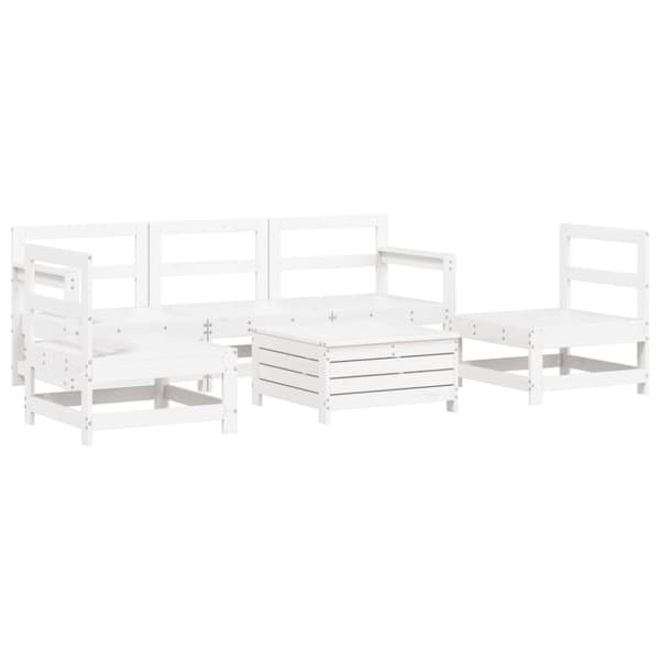 vidaXL Hagesofasett 6 deler hvit heltre furu