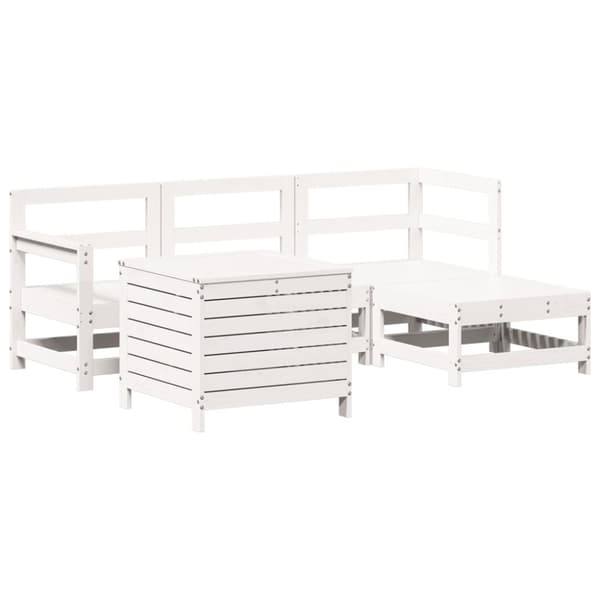 vidaXL Hagesofagruppe 5 deler hvit heltre furu