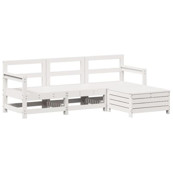 vidaXL Hagesofasett 4 deler hvit heltre furu