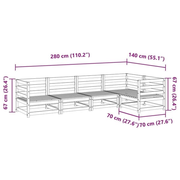 vidaXL Hagesofagruppe 5 deler voksbrun heltre furu