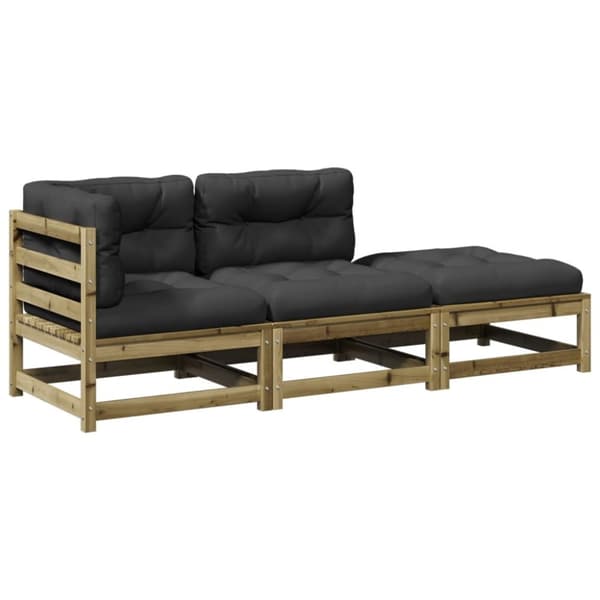 vidaXL sofasæt til haven 3 dele med hynder imprægneret fyrretræ