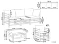 Miniatyrbilde 3 av 11: Hage Modulært Hagesofasett Taupe Bambusputer 3-seters Sofa 2 Lenestoler med Sofabord Boho Design Utendørs Samtalesett