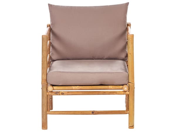 Hage Modulært Hagesofasett Taupe Bambusputer 3-seters Sofa 2 Lenestoler med Sofabord Boho Design Utendørs Samtalesett