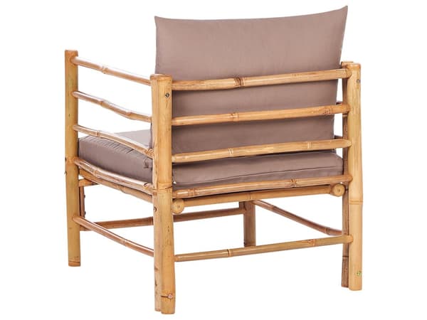 Hage Modulært Hagesofasett Taupe Bambusputer 3-seters Sofa 2 Lenestoler med Sofabord Boho Design Utendørs Samtalesett