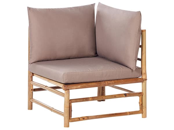Hage Modulær Hjørnesofa Taupe Bambusputer 5-seters med Sofabord Boho Design Utendørs Samtalesett
