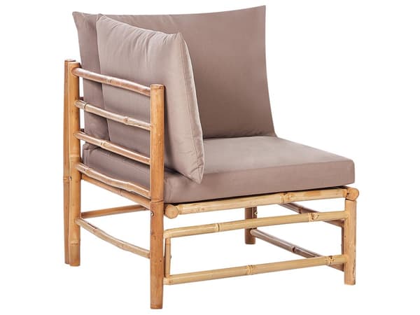 Hage Modulær Hjørnesofa Taupe Bambusputer 5-seters med Sofabord Boho Design Utendørs Samtalesett