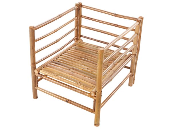 Hage Modulær Hjørnesofa med Taupe Bambusputer 5 seter med Lenestol og Sofabord Boho Design Utendørs Samtalesett