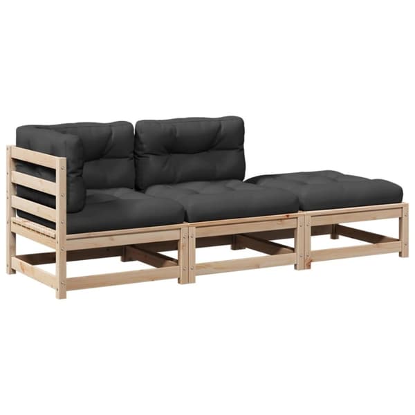 vidaXL sofasæt til haven 3 dele med hynder massivt fyrretræ
