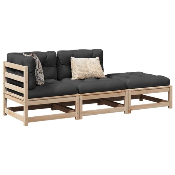 vidaXL sofasæt til haven 3 dele med hynder massivt fyrretræ