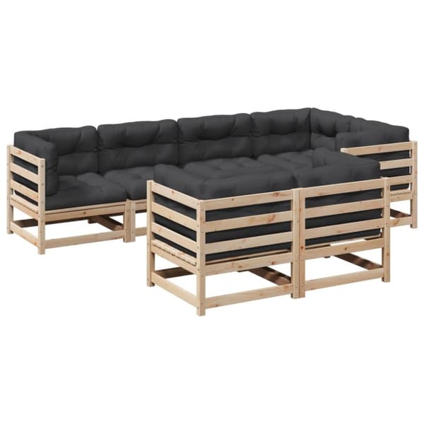 vidaXL sofasæt til haven 7 dele med hynder massivt fyrretræ
