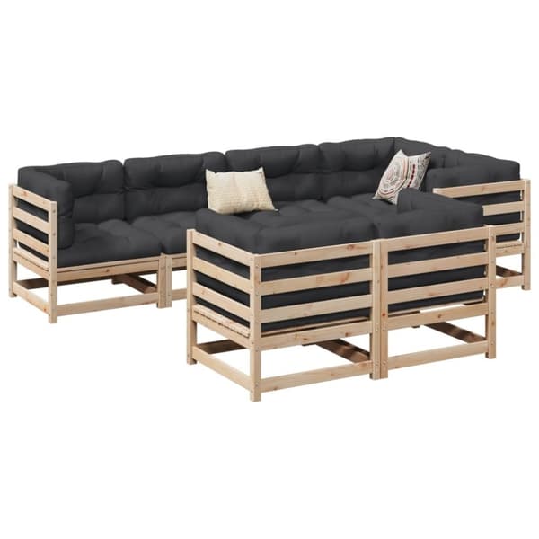 vidaXL sofasæt til haven 7 dele med hynder massivt fyrretræ