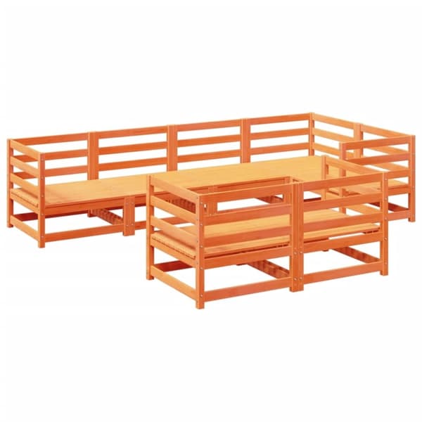 vidaXL Hagesofasett 7 deler voksbrun heltre furu