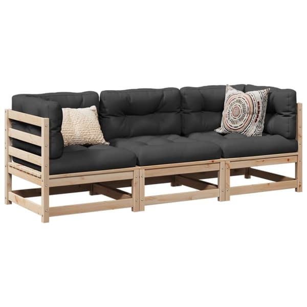 vidaXL sofasæt til haven 3 dele med hynder massivt fyrretræ