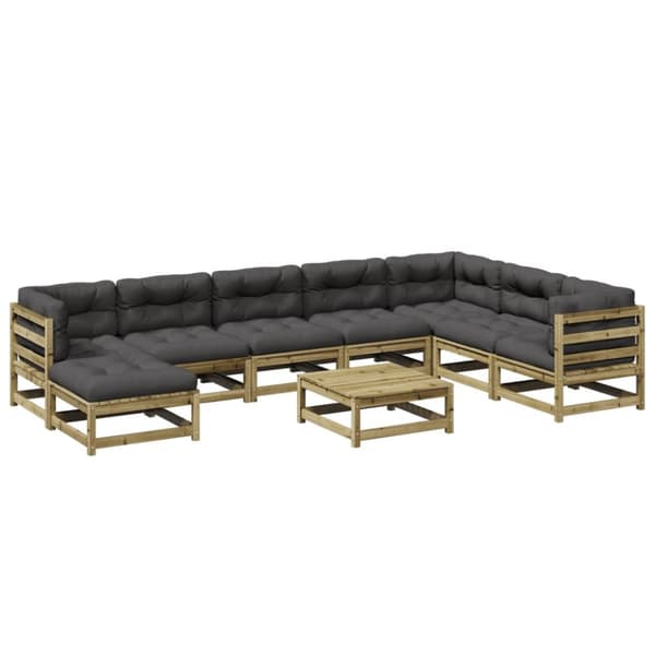 vidaXL sofasæt til haven 9 dele med hynder imprægneret fyrretræ