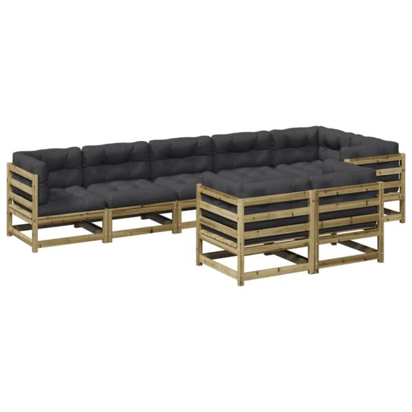 vidaXL sofasæt til haven 8 dele med hynder imprægneret fyrretræ
