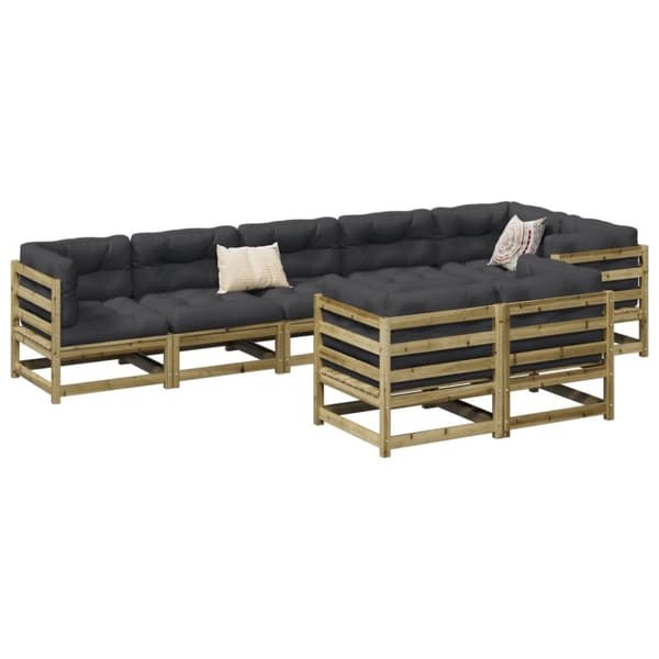vidaXL sofasæt til haven 8 dele med hynder imprægneret fyrretræ