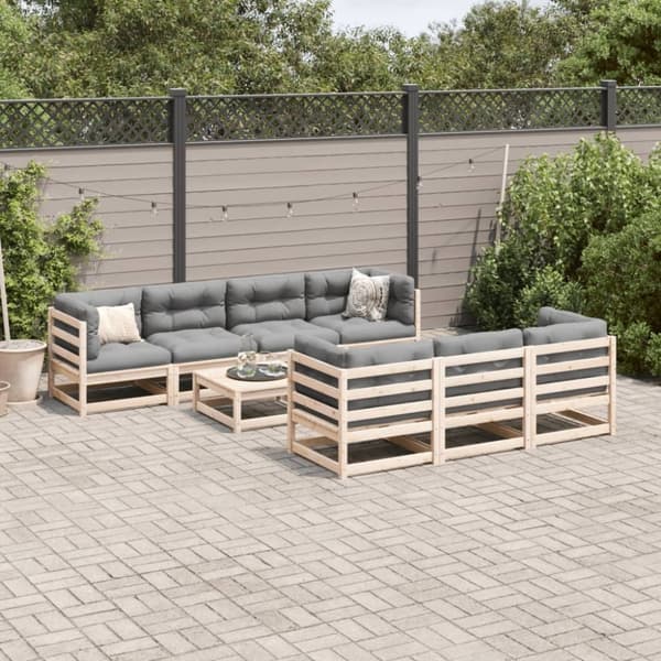 vidaXL sofasæt til haven 8 dele med hynder massivt fyrretræ