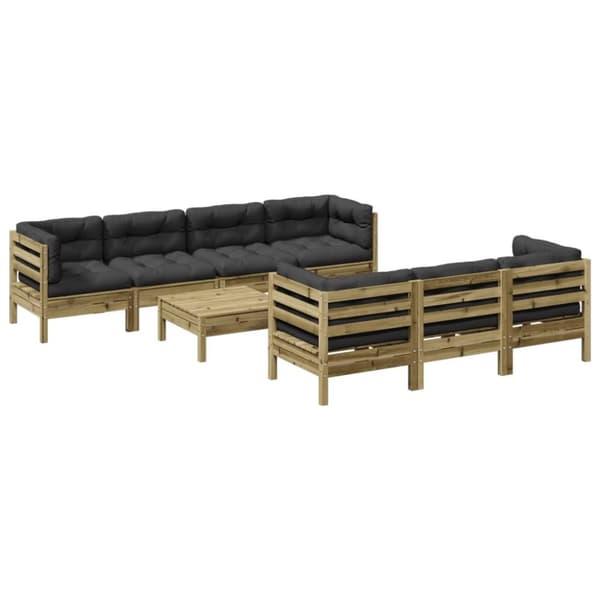 vidaXL sofasæt til haven 8 dele med hynder imprægneret fyrretræ