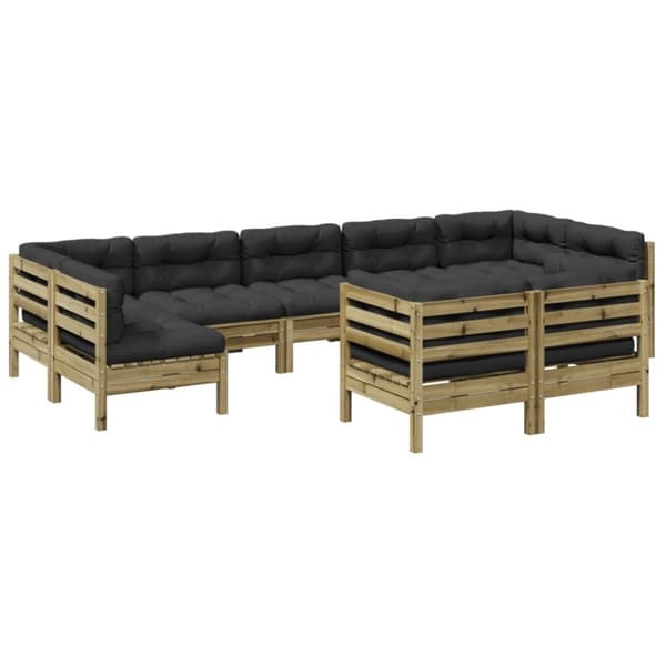 vidaXL sofasæt til haven 9 dele med hynder imprægneret fyrretræ