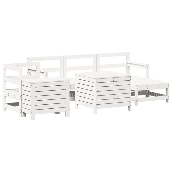 vidaXL Hagesofasett 7 deler hvit heltre furu