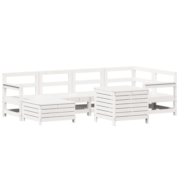 vidaXL Hagesofasett 7 deler hvit heltre furu
