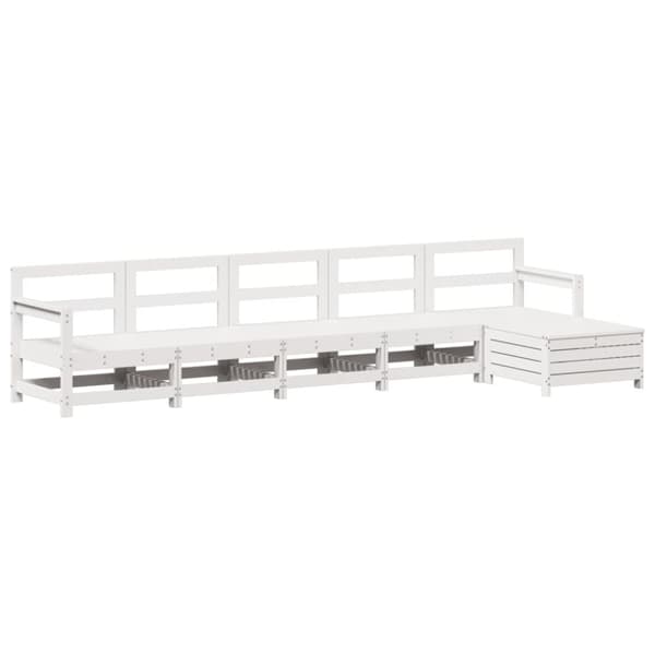 vidaXL Hagesofasett 6 deler hvit heltre furu