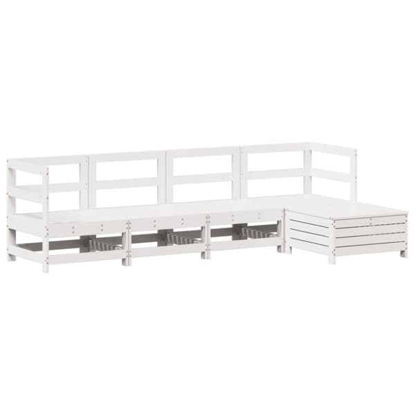 vidaXL Hagesofagruppe 5 deler hvit heltre furu