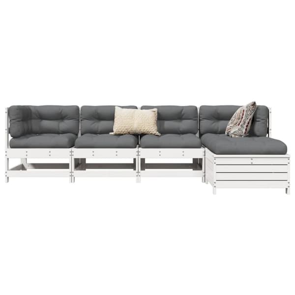 vidaXL Hagesofagruppe 5 deler hvit heltre furu