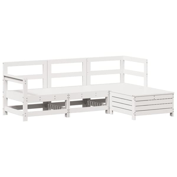 vidaXL Hagesofasett 4 deler hvit heltre furu