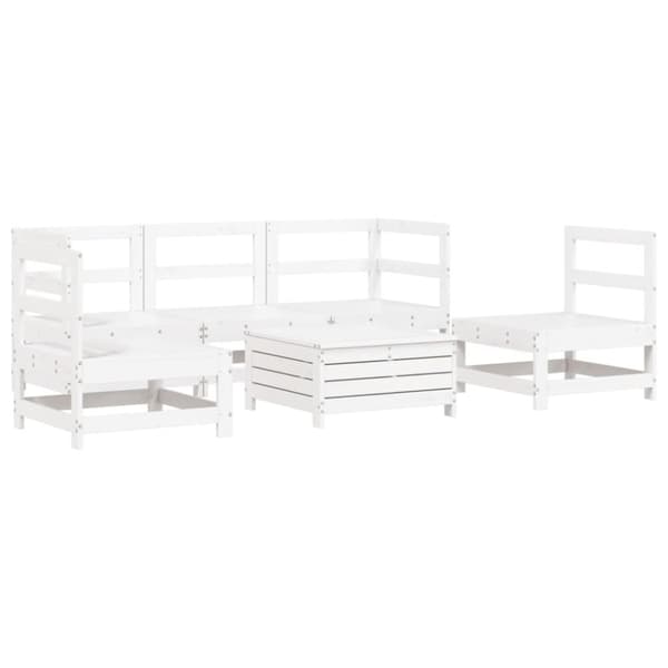 vidaXL Hagesofasett 6 deler hvit heltre furu
