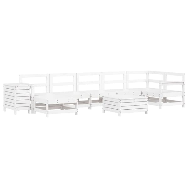 vidaXL Hagesofasett 9 deler hvit heltre furu