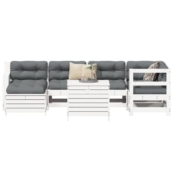 vidaXL sofasæt til haven 7 dele massivt fyrretræ hvid