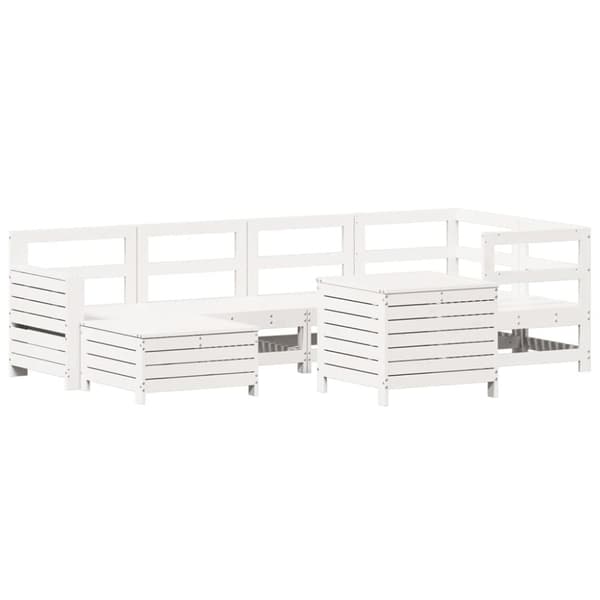 vidaXL Hagesofasett 7 deler hvit heltre furu