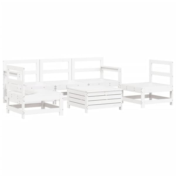 vidaXL Hagesofasett 6 deler hvit heltre furu