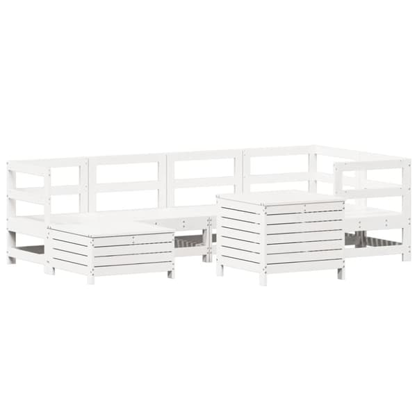 vidaXL Hagesofasett 7 deler hvit heltre furu