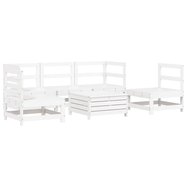 vidaXL Hagesofasett 6 deler hvit heltre furu