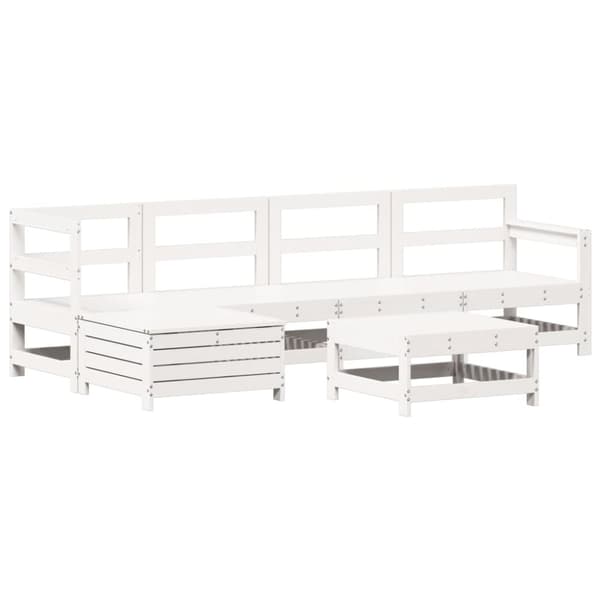 vidaXL Hagesofasett 6 deler hvit heltre furu