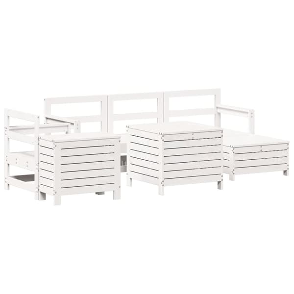 vidaXL Hagesofasett 7 deler hvit heltre furu