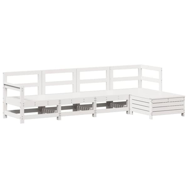 vidaXL Hagesofagruppe 5 deler hvit heltre furu