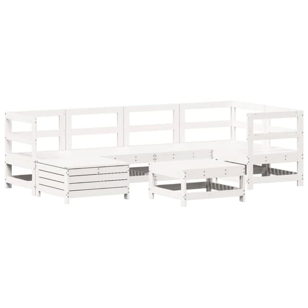 vidaXL Hagesofasett 7 deler hvit heltre furu