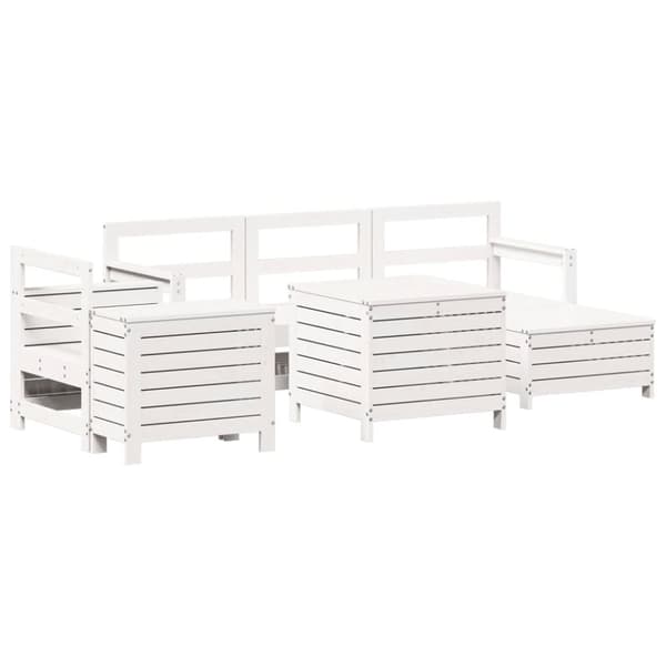 vidaXL Hagesofasett 7 deler hvit heltre furu
