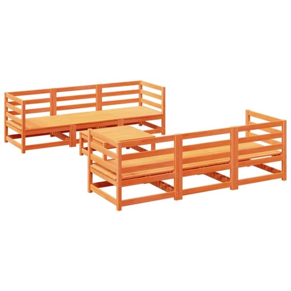 vidaXL Hagesofasett 7 deler voksbrun heltre furu