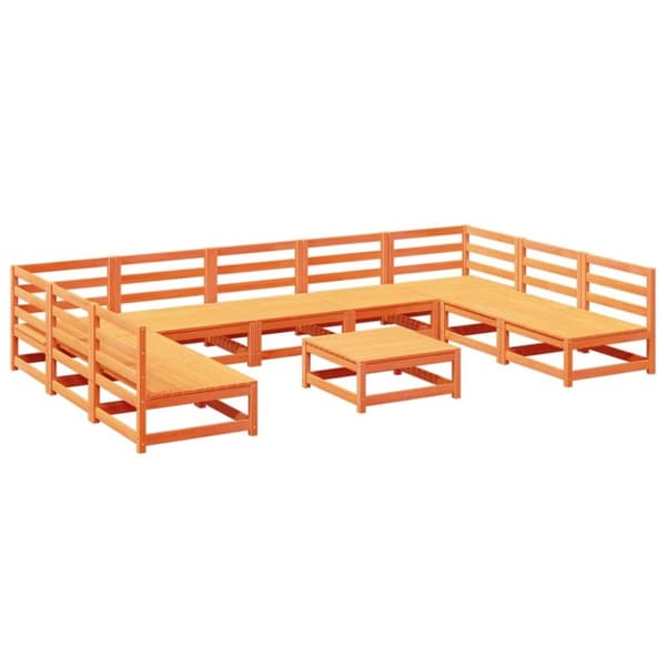 vidaXL Hagesofasett 10 deler voksbrun heltre furu