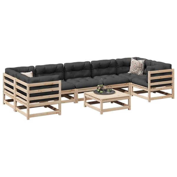 vidaXL sofasæt til haven 8 dele massivt fyrretræ